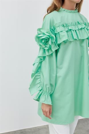 İSABELLA GÜLLÜ GÖMLEK- NİL YEŞİLİ 