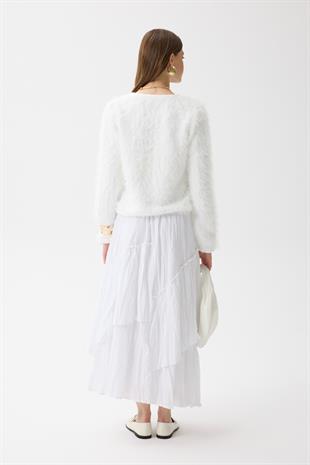 Isabella Tüylü Hırka - Beyaz