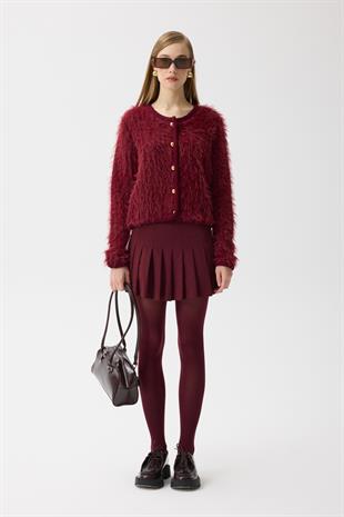 Isabella Tüylü Hırka - Bordo