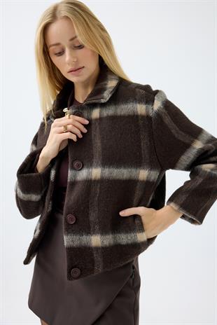 Isla Ekose Kaşe Ceket - Kahverengi 