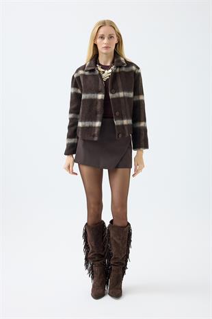 Isla Ekose Kaşe Ceket - Kahverengi 