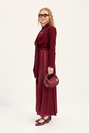İzel Önden Bağlamalı Gömlek - Bordo