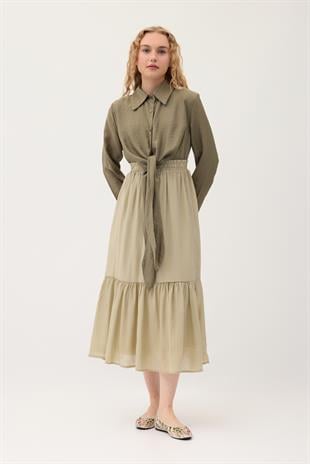 İzel Önden Bağlamalı Gömlek - Haki