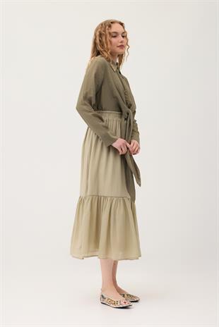 İzel Önden Bağlamalı Gömlek - Haki