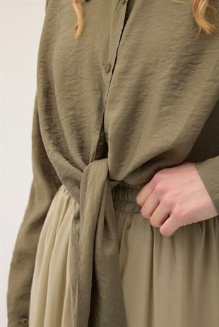 İzel Önden Bağlamalı Gömlek - Haki