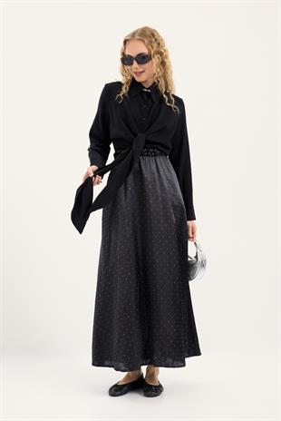 İzel Önden Bağlamalı Gömlek - Siyah