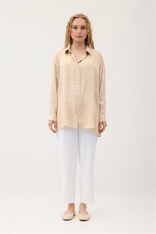 Jakar Dama Desen Gömlek - Bej