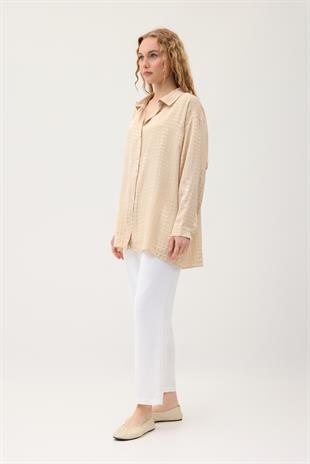 Jakar Dama Desen Gömlek - Bej