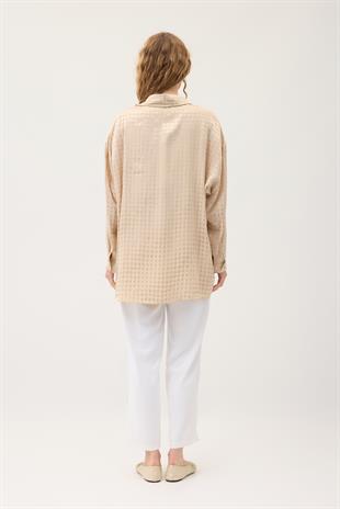 Jakar Dama Desen Gömlek - Bej