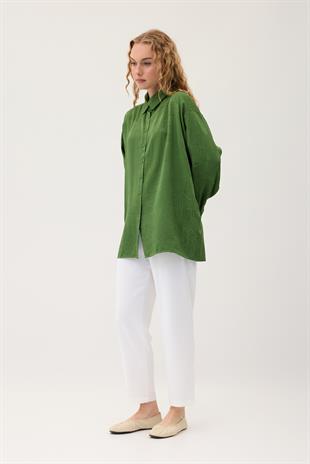 Jakar Geometrik Desen Gömlek - Yeşil