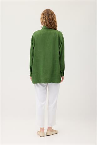 Jakar Geometrik Desen Gömlek - Yeşil