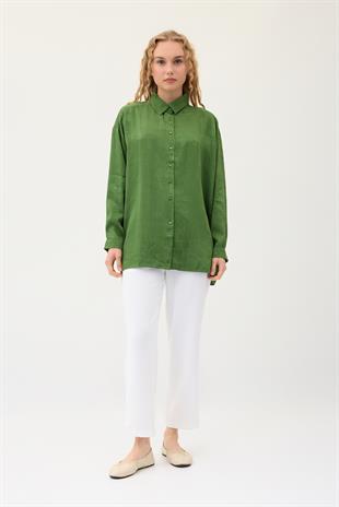 Jakar Geometrik Desen Gömlek - Yeşil