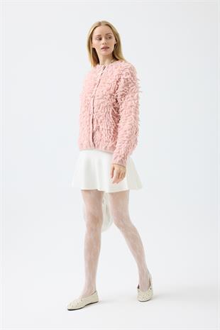 Jane Saçaklı Hırka  - Pembe 