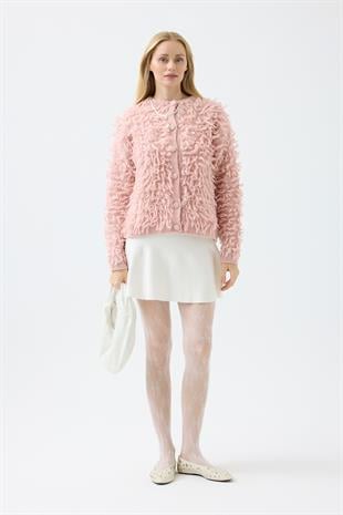 Jane Saçaklı Hırka  - Pembe 