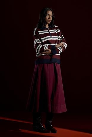 Jenifer Fermuarlı Kontrast Kazak- Bordo