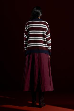 Jenifer Fermuarlı Kontrast Kazak- Bordo