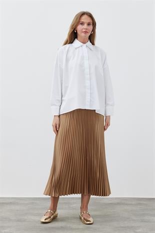 JENNİFER ÇİFT YAKA DETAYLI GÖMLEK - BEYAZ