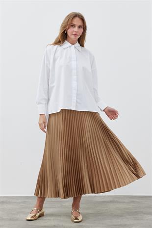 JENNİFER ÇİFT YAKA DETAYLI GÖMLEK - BEYAZ