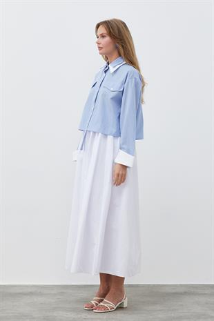 JENNY BÜZGÜLÜ GABARDİN ETEK - BEYAZ