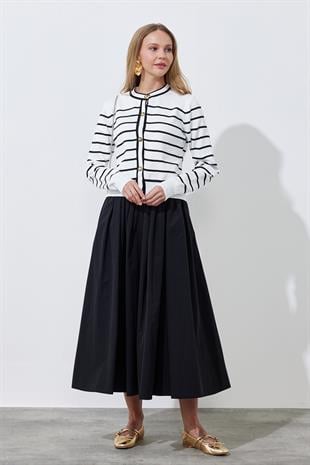 JENNY BÜZGÜLÜ GABARDİN ETEK - SİYAH