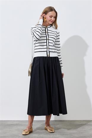 JENNY BÜZGÜLÜ GABARDİN ETEK - SİYAH