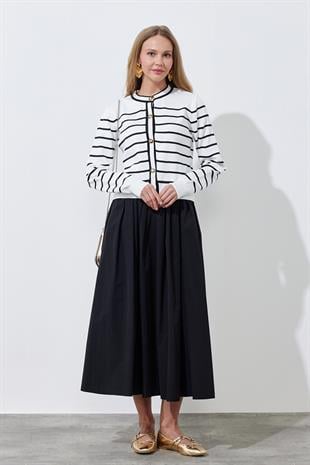 JENNY BÜZGÜLÜ GABARDİN ETEK - SİYAH