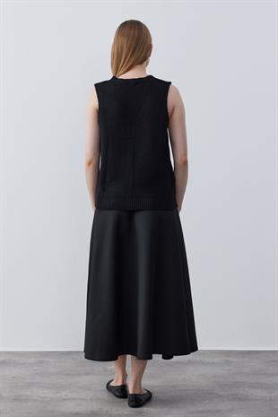 Jess Taş Düğmeli Triko Süveter-Siyah