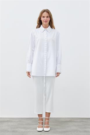 JULİA İNCİ DETAYLI GÖMLEK - BEYAZ