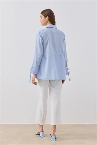 June Kalp Düğmeli Bel Ayarlı Gömlek- Bebe mavi 