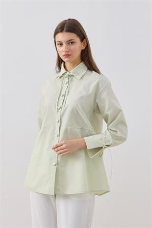 June Kalp Düğmeli Bel Ayarlı Gömlek- Mint