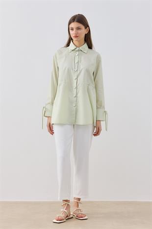 June Kalp Düğmeli Bel Ayarlı Gömlek- Mint