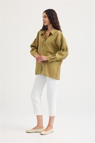 Juniper Modal Gömlek - Yağ yeşil 