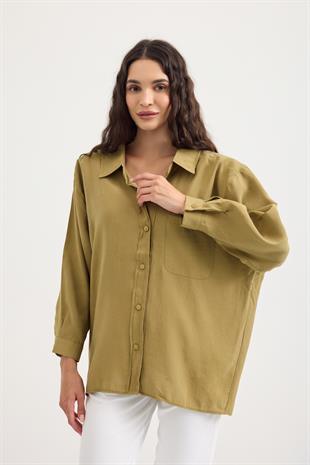 Juniper Modal Gömlek - Yağ yeşil 