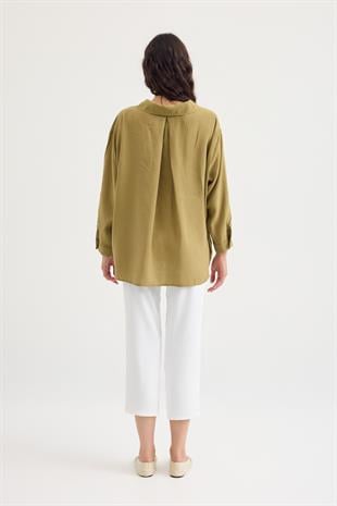 Juniper Modal Gömlek - Yağ yeşil 