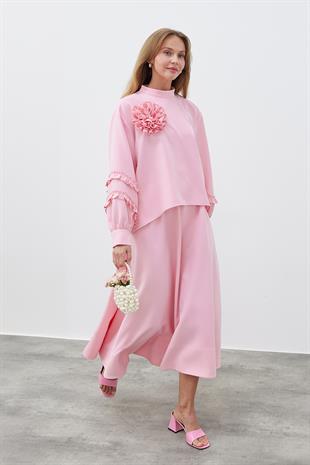 KATERİNA KREP TAKIM - PEMBE 