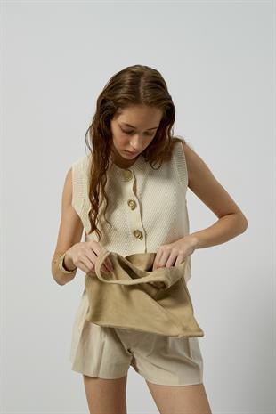 Kendall Aksesuar Düğmeli Süveter - Krem