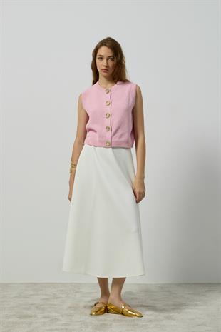 Kendall Aksesuar Düğmeli Süveter - Pembe