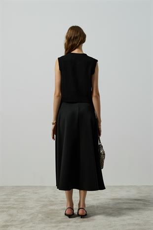 Kendall Aksesuar Düğmeli Süveter - Siyah