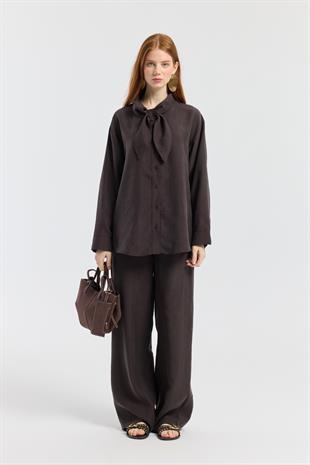 Kewin Modal Palazzo Pantolon - Acı kahve