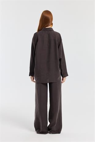 Kewin Modal Palazzo Pantolon - Acı kahve