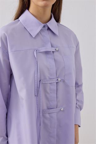 Larissa Çift Kapamalı Cepli Gömlek - Lila