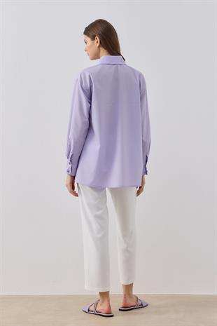 Larissa Çift Kapamalı Cepli Gömlek - Lila