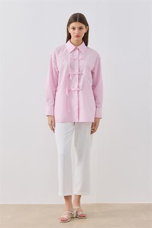 Larissa Çift Kapamalı Cepli Gömlek - Pembe 