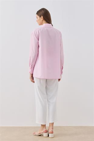 Larissa Çift Kapamalı Cepli Gömlek - Pembe 