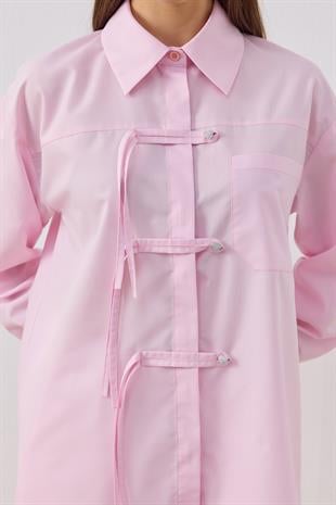 Larissa Çift Kapamalı Cepli Gömlek - Pembe 