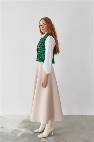 Laura Düğme Detaylı Yelek - Yeşil