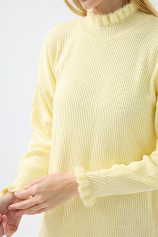 Laura Fitilli Tüylü Elbise - Sarı