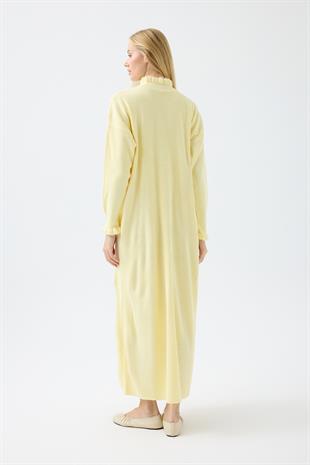 Laura Fitilli Tüylü Elbise - Sarı