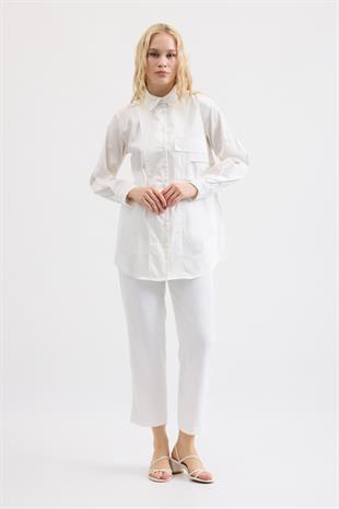 Laverna Cepli Gömlek- Beyaz
