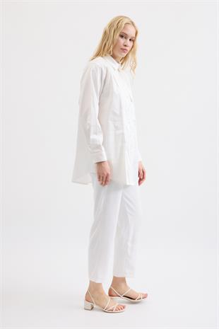 Laverna Cepli Gömlek- Beyaz